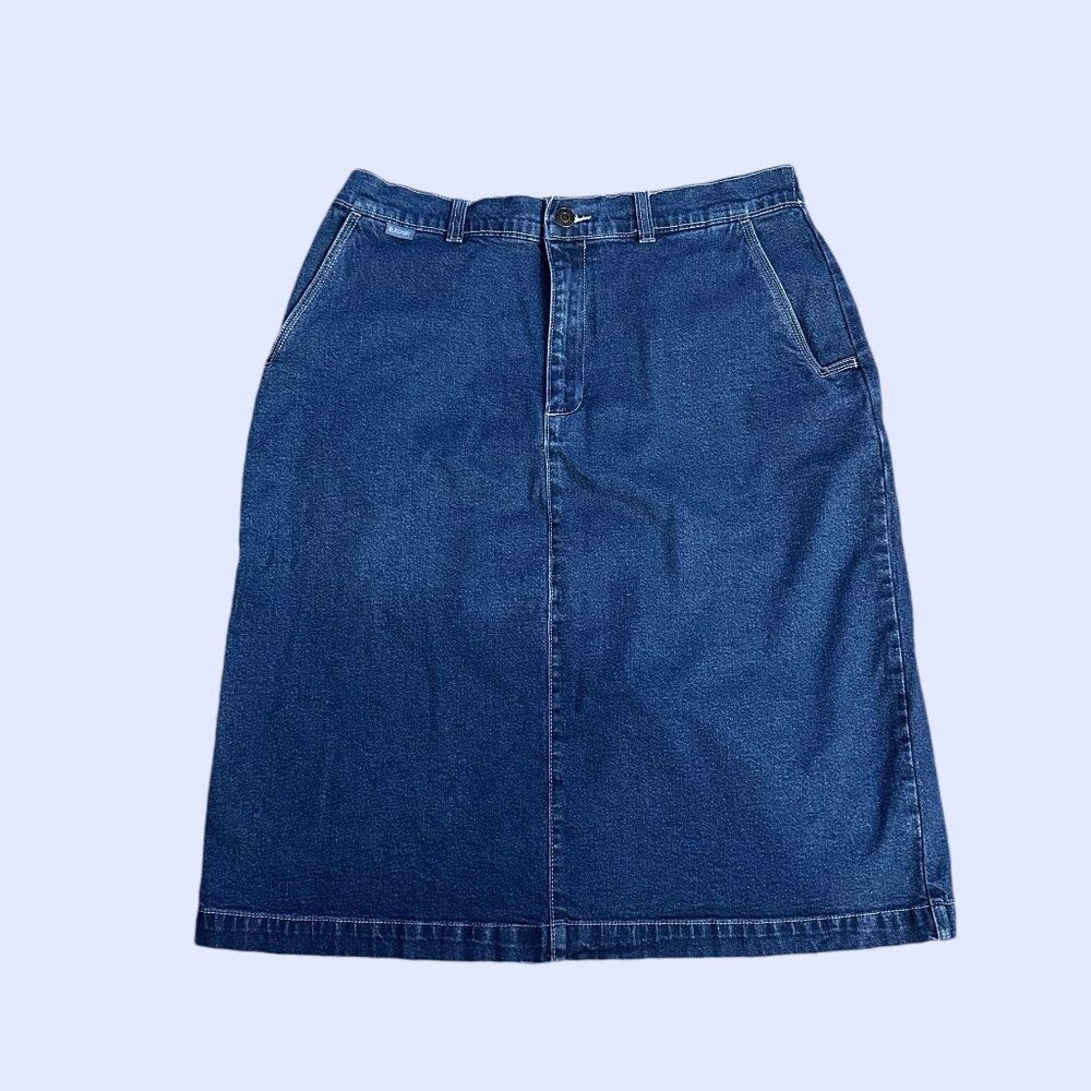 Vintage 90's Blassport dark wash denim knee length skirt size women's 10